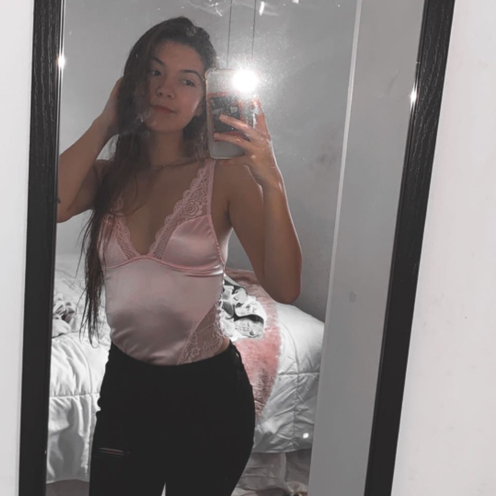 Pink Satin & Lace Bodysuit